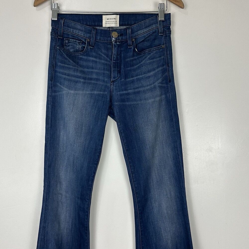 McGuire Majorelle Flare Jeans 25 Dark Wash Stretch Boho 70s High Rise Denim - Picture 3 of 12